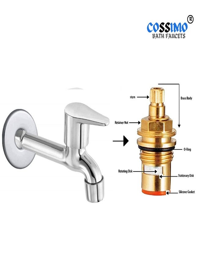 Cossimo Jazz Zinc Alloy Wall Mounted Long Body Bib Cock Tap with Wall Flange (Chrome Finish), Pack of 1 - Image 3